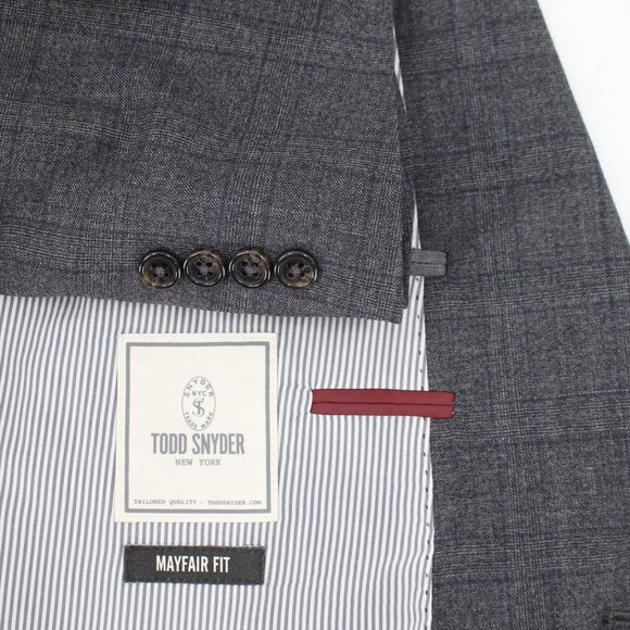 Todd snyder sport coat men's 44R Mayfair fit two button plaid wool notch lapel